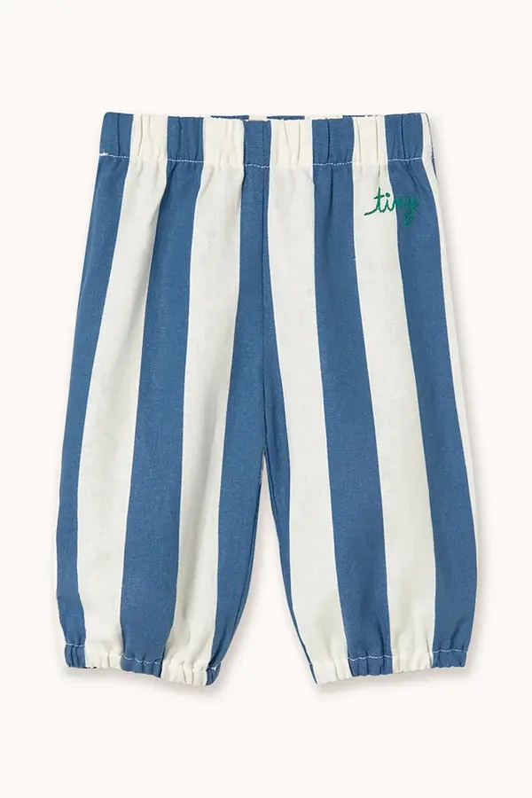 Tinycottons Otroške hlače z dodatkom lana Tinycottons LIGHT NAVY STRIPES BABY PANT