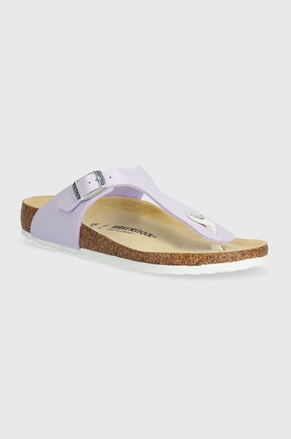 Birkenstock Otroške japonke Birkenstock Gizeh K BF Shiny Lizard vijolična barva