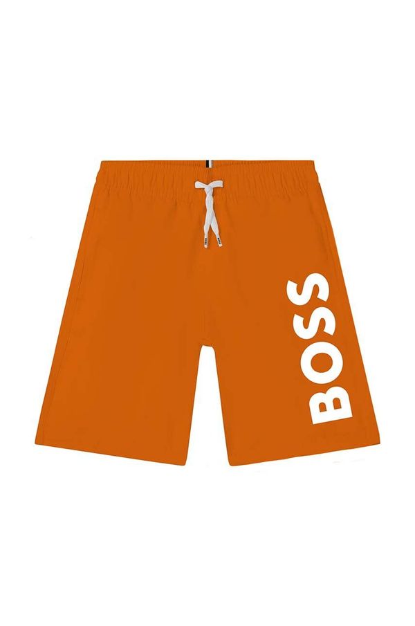 Boss Otroške kopalne kratke hlače BOSS oranžna barva