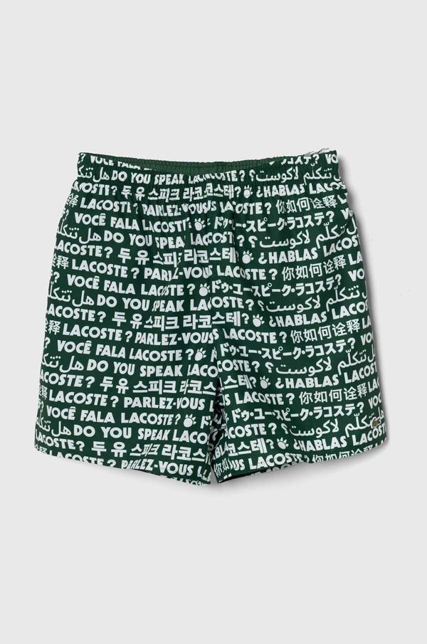 Lacoste Otroške kopalne kratke hlače Lacoste zelena barva