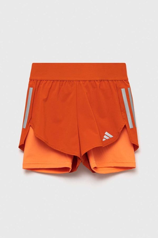 adidas Otroške kratke hlače adidas G RUN 2in1 SHO oranžna barva
