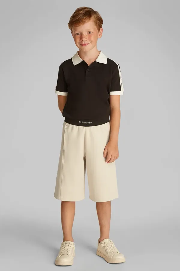 Calvin Klein Jeans Otroške kratke hlače Calvin Klein Jeans bež barva, IB0IB02436