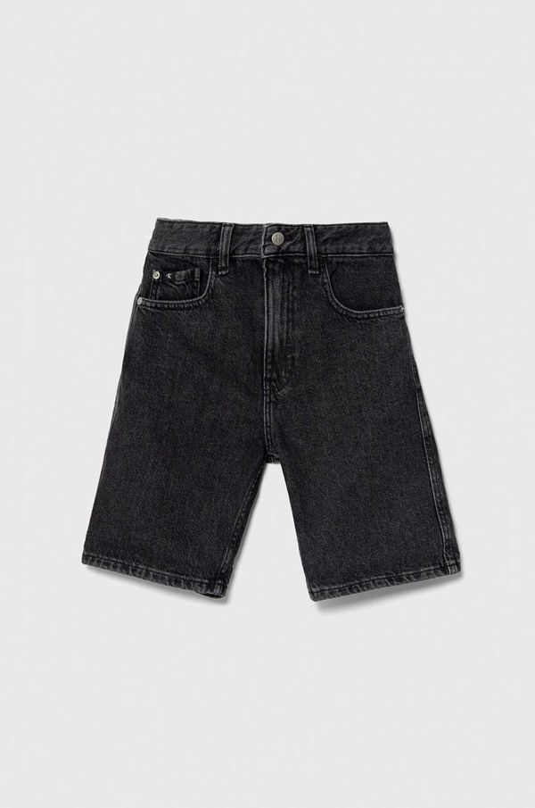 Calvin Klein Jeans Otroške kratke hlače iz jeansa Calvin Klein Jeans črna barva