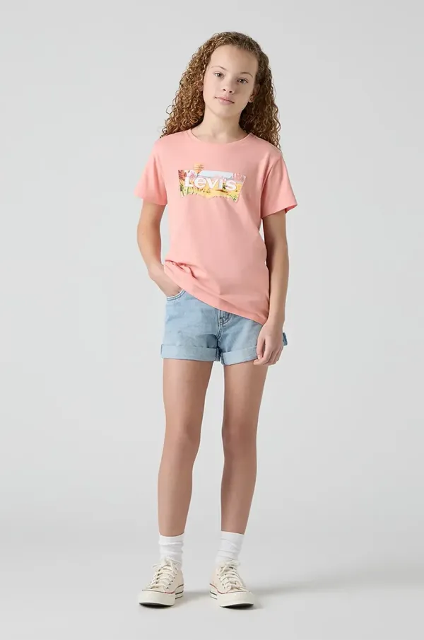Levi's Otroške kratke hlače iz jeansa Levi's MINI MOM SHORT W EMBROIDER 4EM218
