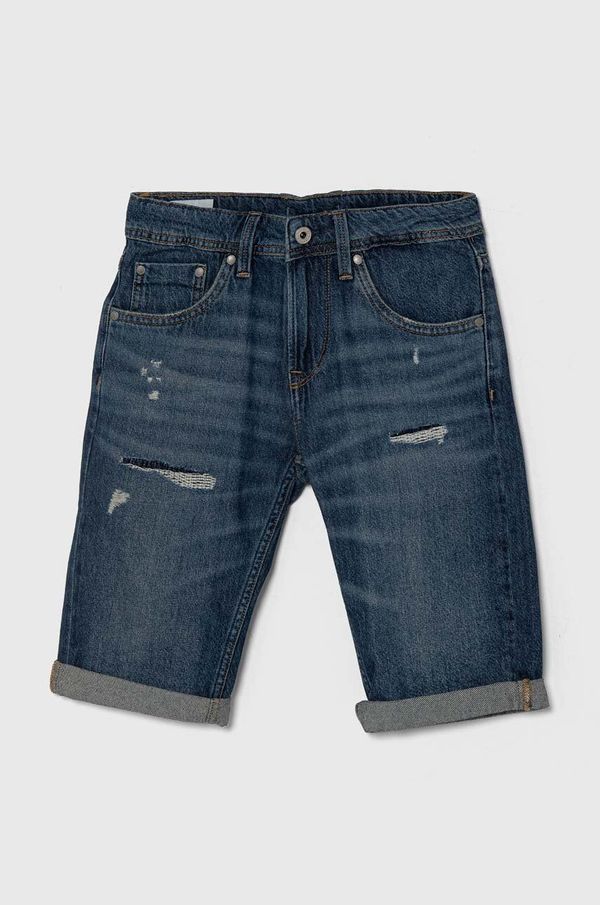 Pepe Jeans Otroške kratke hlače iz jeansa Pepe Jeans SLIM SHORT REPAIR JR mornarsko modra barva