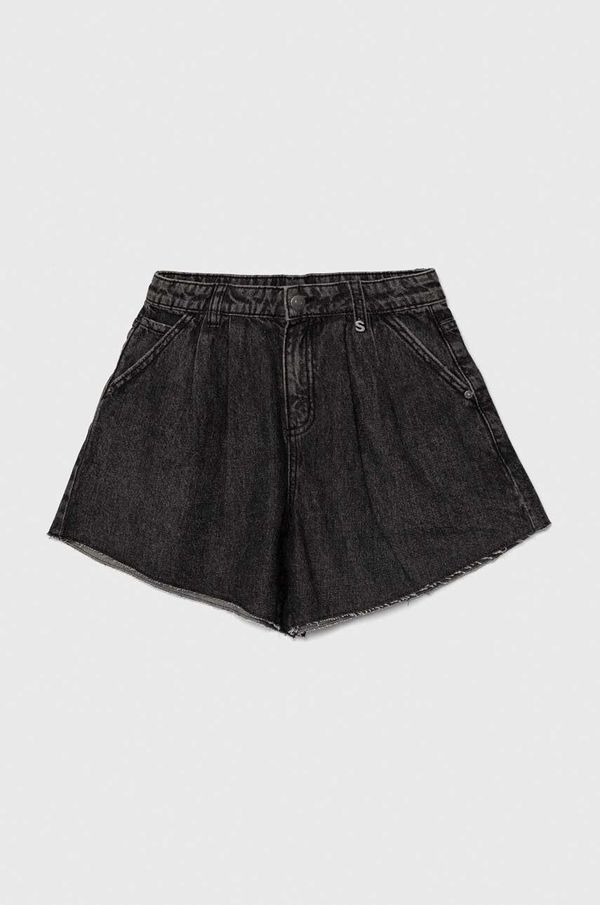Sisley Otroške kratke hlače iz jeansa Sisley črna barva