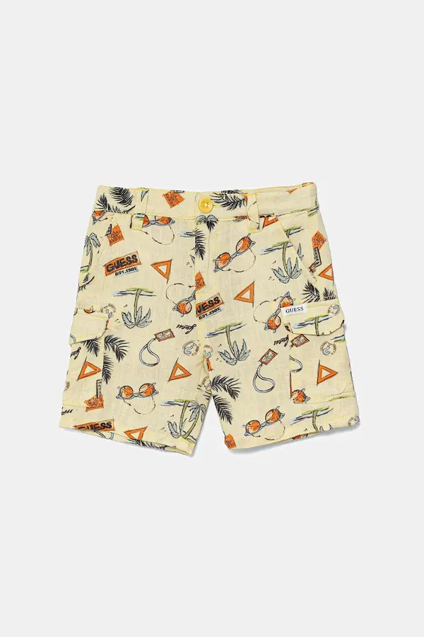 Guess Otroške kratke hlače z mešanico lana Guess