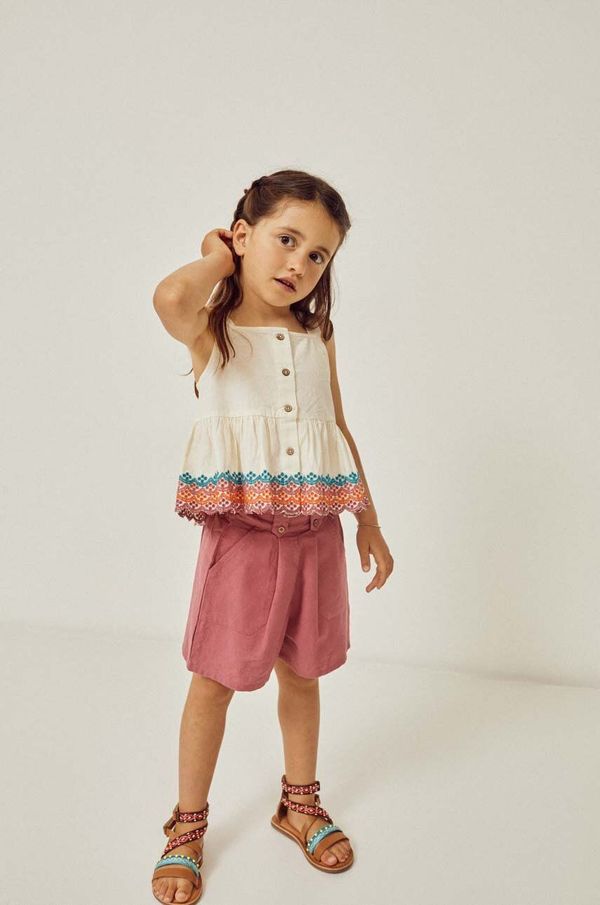 Zippy Otroške kratke hlače z mešanico lana zippy vijolična barva