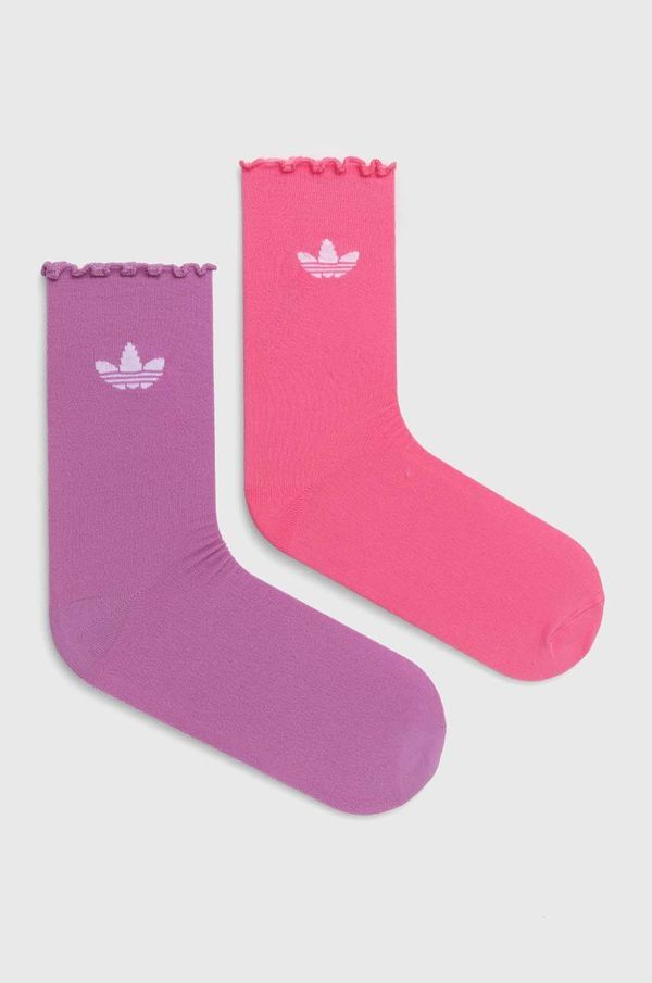 adidas Originals Otroške nogavice adidas Originals 2-pack ženske, roza barva, IX7650