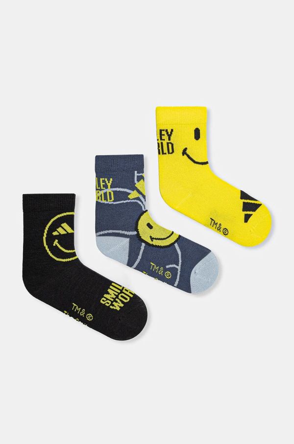 adidas Performance Otroške nogavice adidas Performance SMILEY 3-pack rumena barva, JG5804