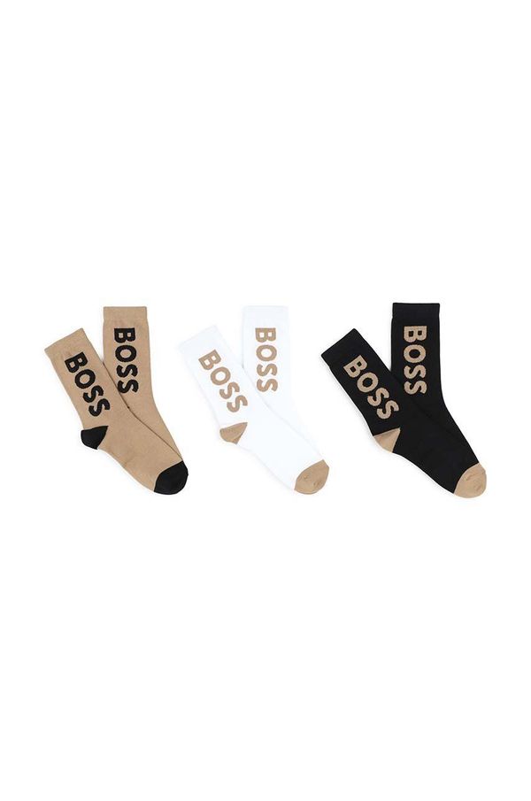 Boss Otroške nogavice BOSS 3-pack črna barva, J51577