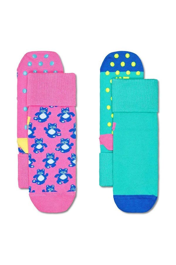 Happy Socks Otroške nogavice Happy Socks Kids Antislip 2-Pack Teddy Bear Socks 2-pack roza barva, P001485