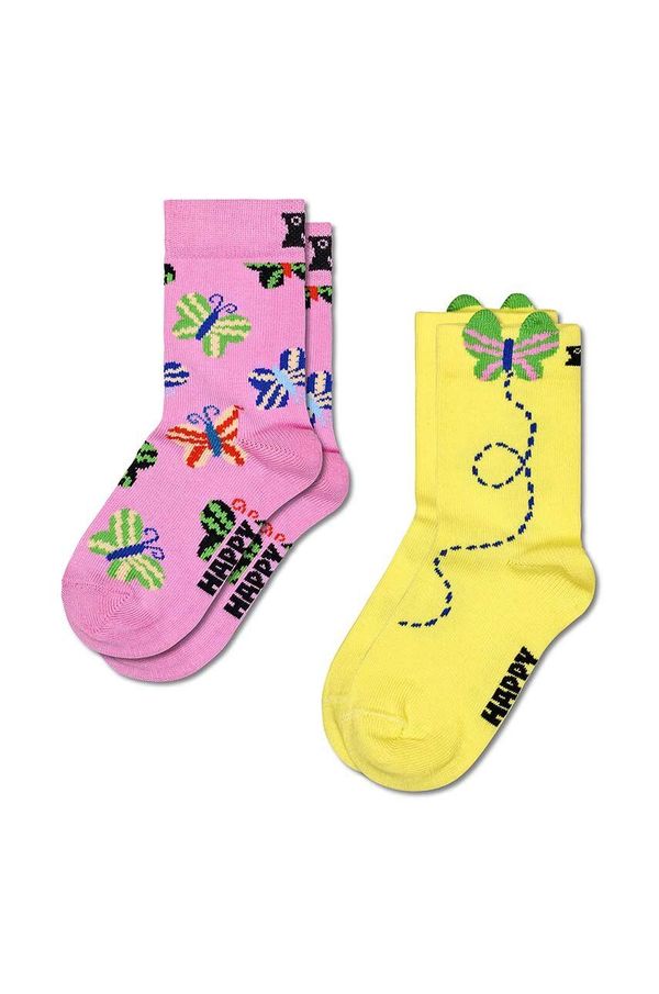 Happy Socks Otroške nogavice Happy Socks Kids Butterfly Socks 2-pack rumena barva