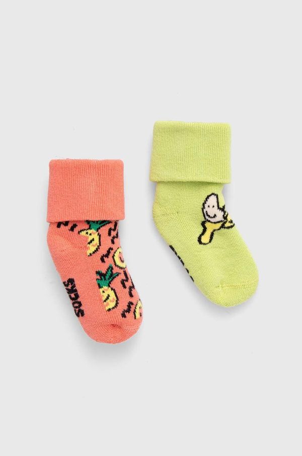 Happy Socks Otroške nogavice Happy Socks Kids Fruits Baby Terry Socks 2-pack rumena barva