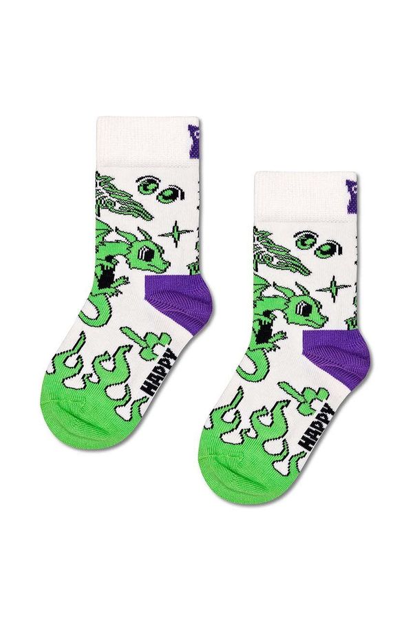 Happy Socks Otroške nogavice Happy Socks Kids Hyper Dragon Sock zelena barva, P001447