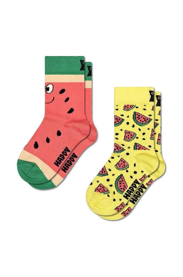 Happy Socks Otroške nogavice Happy Socks Kids Melon Socks 2-pack rumena barva