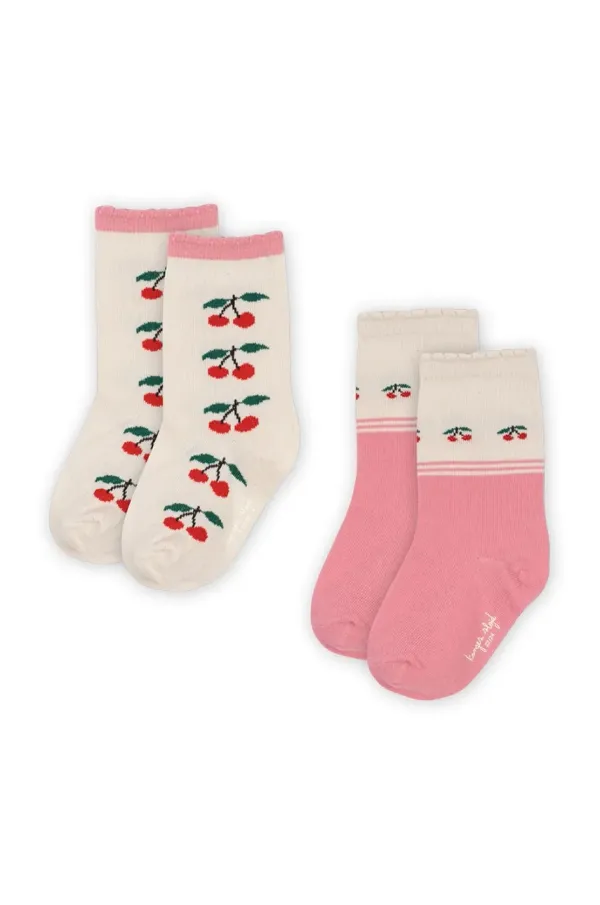 Konges Sløjd Otroške nogavice Konges Sløjd 2 PACK JACQUARD SOCKS 2-pack roza barva, KS102758