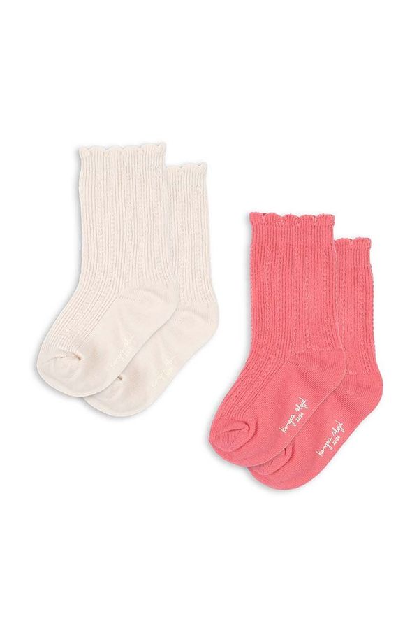 Konges Sløjd Otroške nogavice Konges Sløjd 2 PACK POINTELLE SOCKS 2-pack roza barva, KS101352