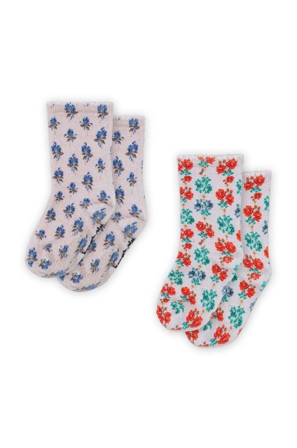 Konges Sløjd Otroške nogavice Konges Sløjd 2 PACK PRINTED SOCKS 2-pack bela barva, KS101776