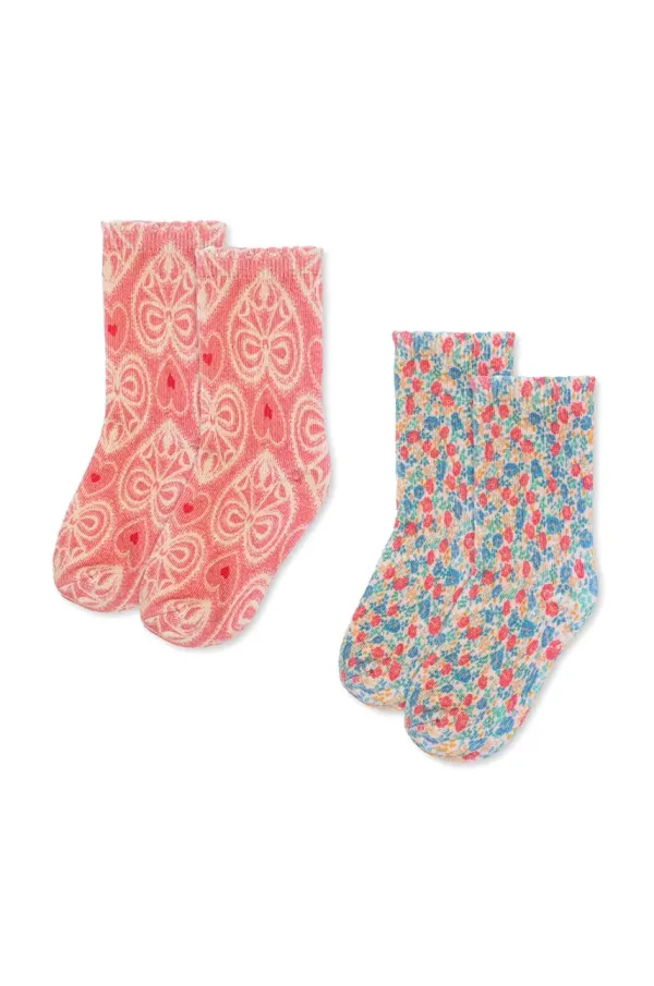 Konges Sløjd Otroške nogavice Konges Sløjd 2 PACK PRINTED SOCKS OCS 2-pack roza barva, KS102757