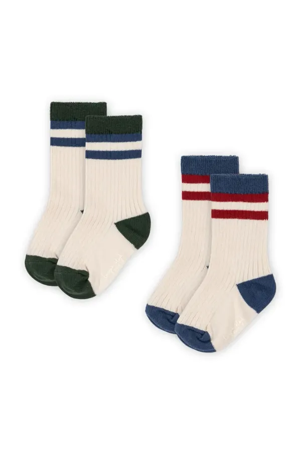 Konges Sløjd Otroške nogavice Konges Sløjd 2 PACK RIB SOCKS 2-pack bež barva, KS102922