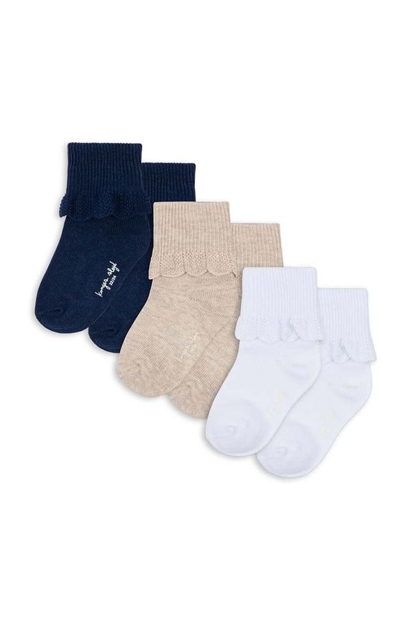 Konges Sløjd Otroške nogavice Konges Sløjd 3 PACK FRILL SOCKS 3-pack mornarsko modra barva, KS101369