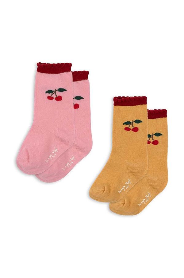 Konges Sløjd Otroške nogavice Konges Sløjd JAQUARD FRILL SOCKS 2-pack roza barva, KS101360