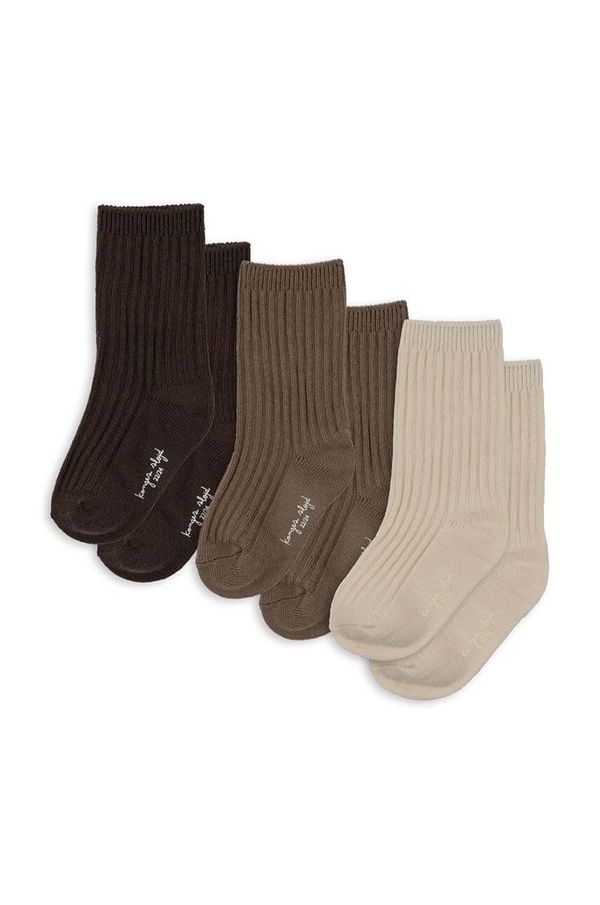 Konges Sløjd Otroške nogavice Konges Sløjd RIB SOCKS 3-pack rjava barva, KS101371