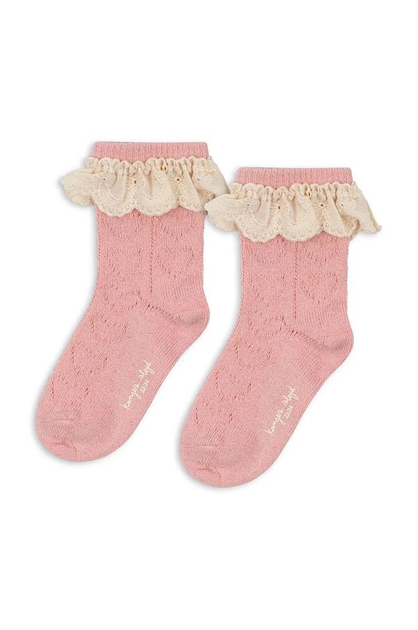 Konges Sløjd Otroške nogavice Konges Sløjd WOOL POINTELLE SOCKS 2-pack roza barva, KS101864