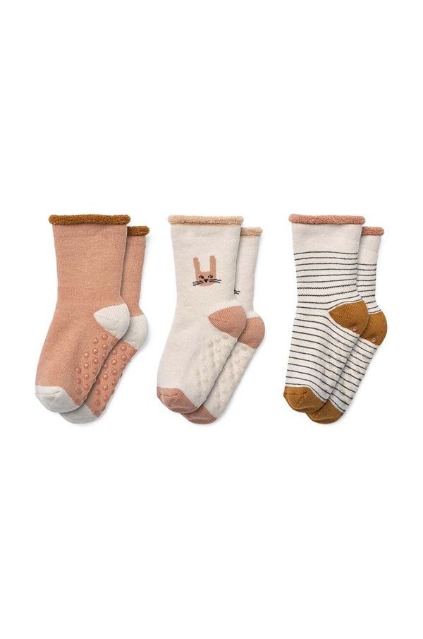 Liewood Otroške nogavice Liewood Eloy Baby Socks 3-Pack 3-pack roza barva, LW18503