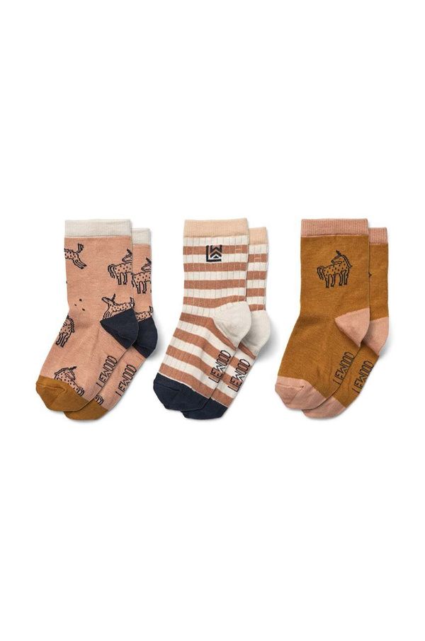 Liewood Otroške nogavice Liewood Silas Socks 3-Pack 3-pack roza barva, LW15118