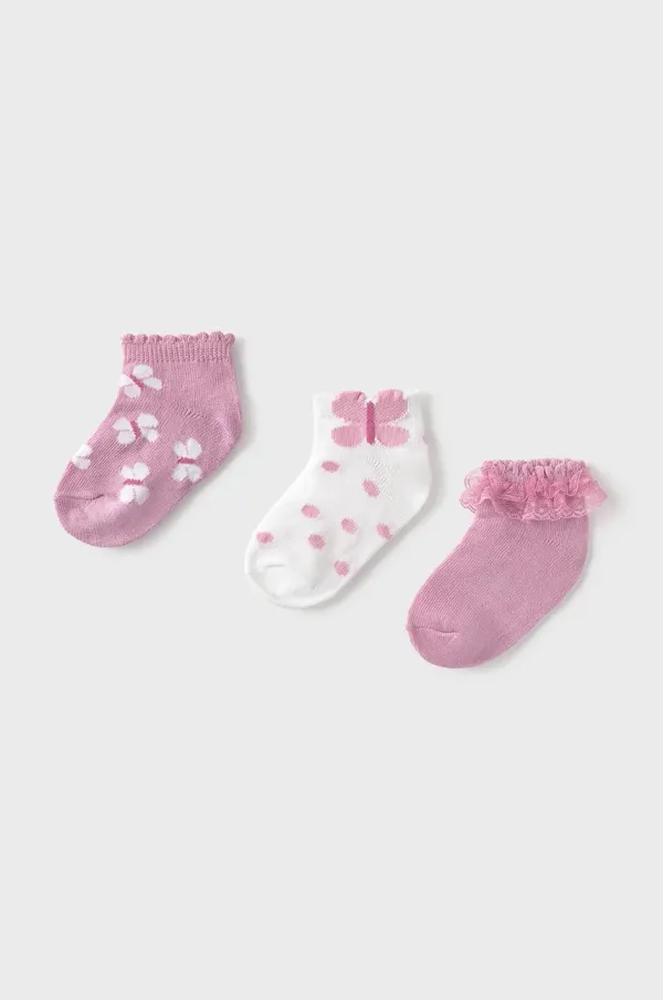 Mayoral Otroške nogavice Mayoral 3-pack roza barva, 10874