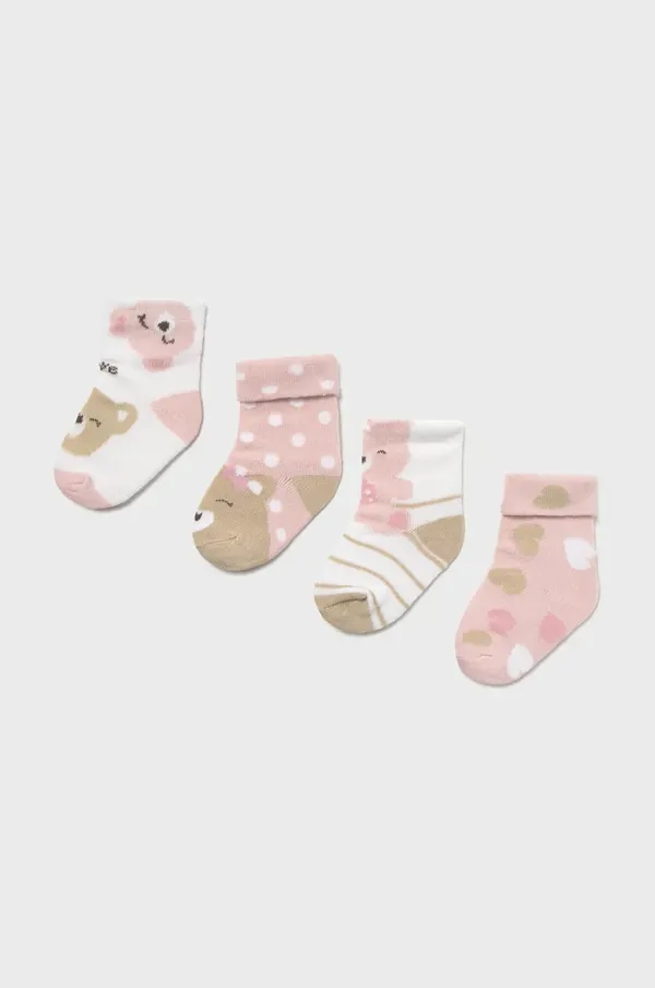Mayoral Newborn Otroške nogavice Mayoral Newborn 4-pack roza barva, 9867