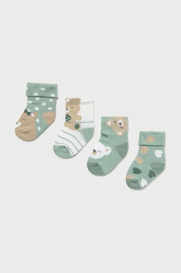 Mayoral Newborn Otroške nogavice Mayoral Newborn 4-pack zelena barva, 9867