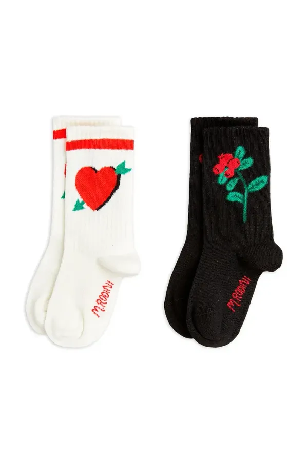 Mini Rodini Otroške nogavice Mini Rodini Arrowed heart 2-pack črna barva, 2526011000