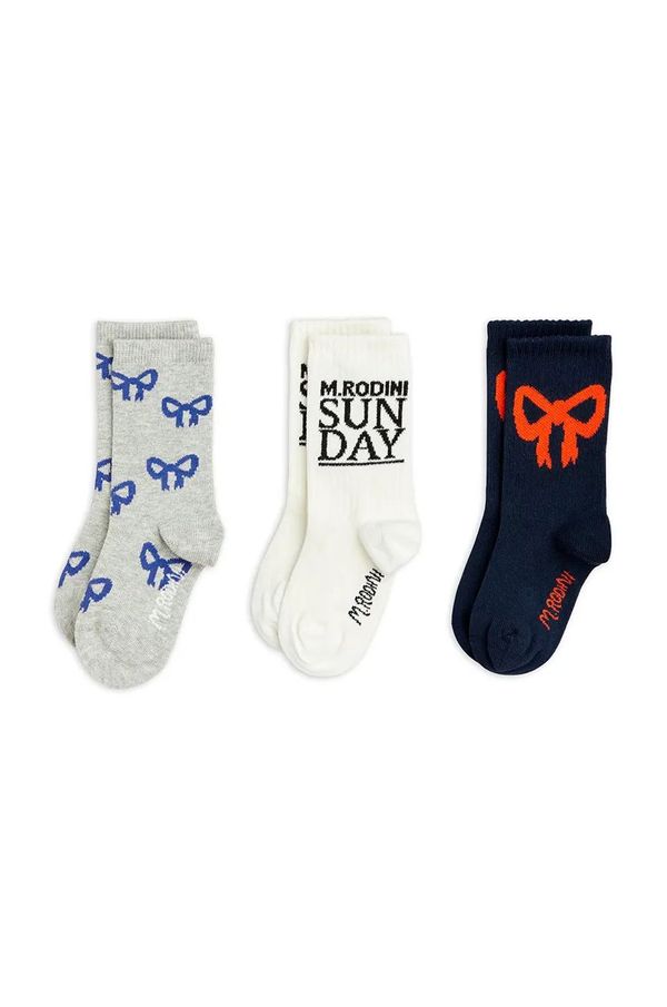 Mini Rodini Otroške nogavice Mini Rodini Bow 3-pack črna barva, 2516010200