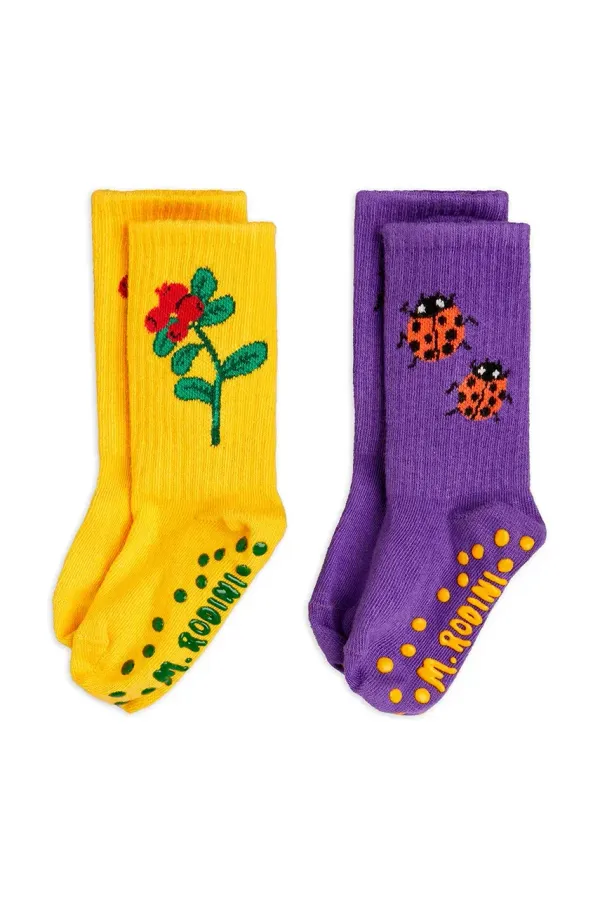 Mini Rodini Otroške nogavice Mini Rodini Lingonberries 2-pack vijolična barva, 2526010700