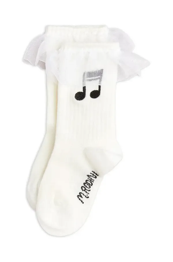 Mini Rodini Otroške nogavice Mini Rodini Note bela barva, 2526010610