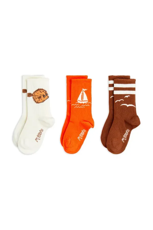 Mini Rodini Otroške nogavice Mini Rodini Sailing boats 3-pack oranžna barva, 2526010500