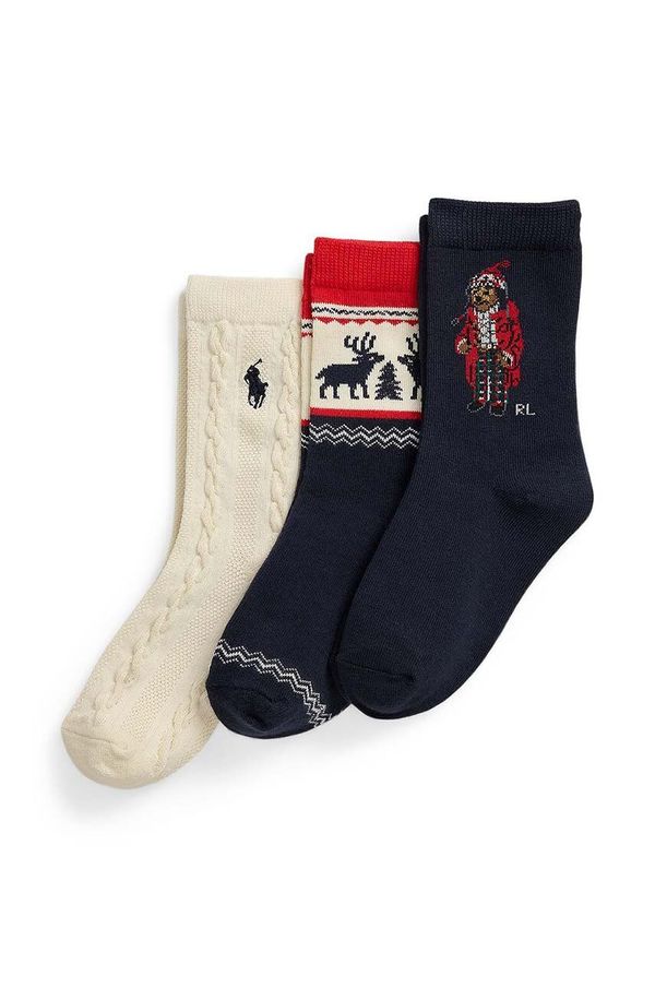 Polo Ralph Lauren Otroške nogavice Polo Ralph Lauren 3-pack mornarsko modra barva, 443958812001