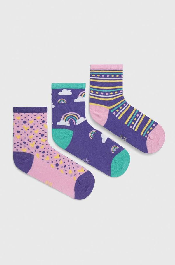 Skechers Otroške nogavice Skechers 3-pack vijolična barva