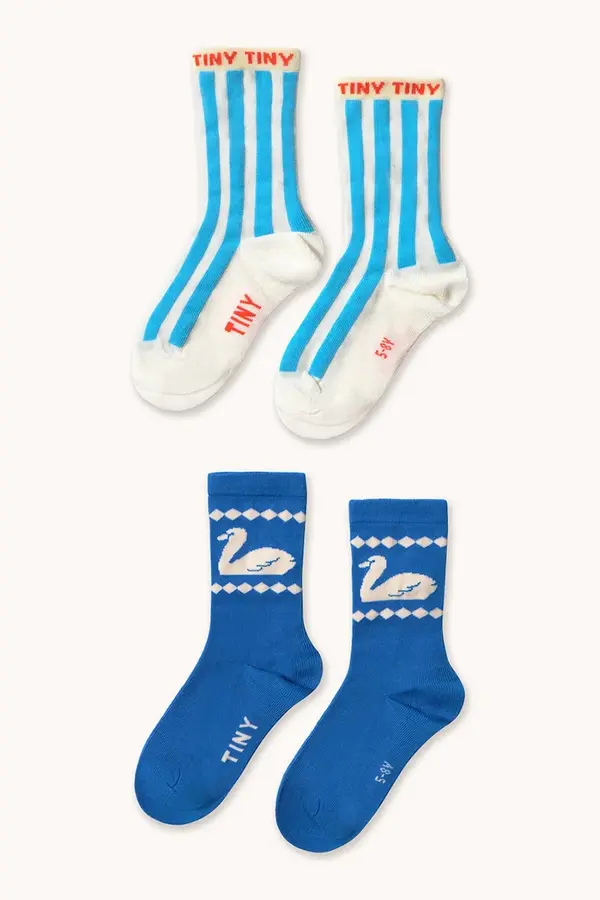 Tinycottons Otroške nogavice Tinycottons BLUE STRIPES & SWAN MEDIUM SOCKS 2-pack