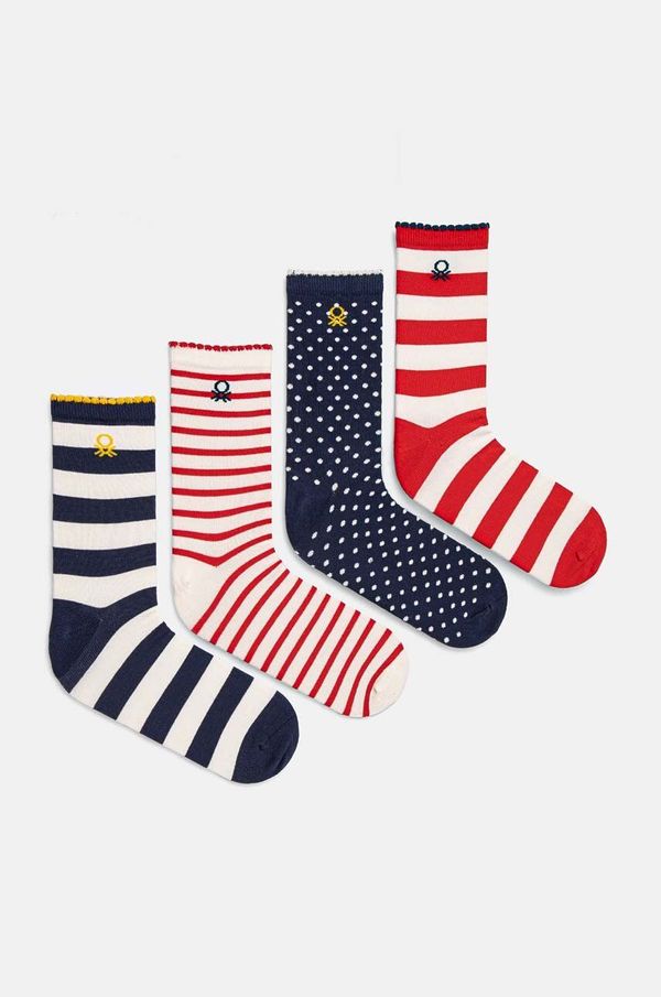 United Colors of Benetton Otroške nogavice United Colors of Benetton 4-pack rdeča barva, 6AO30703P