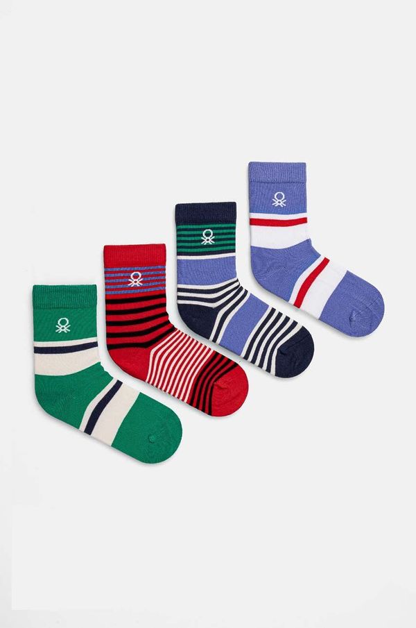 United Colors of Benetton Otroške nogavice United Colors of Benetton 4-pack zelena barva, 6AO30703P