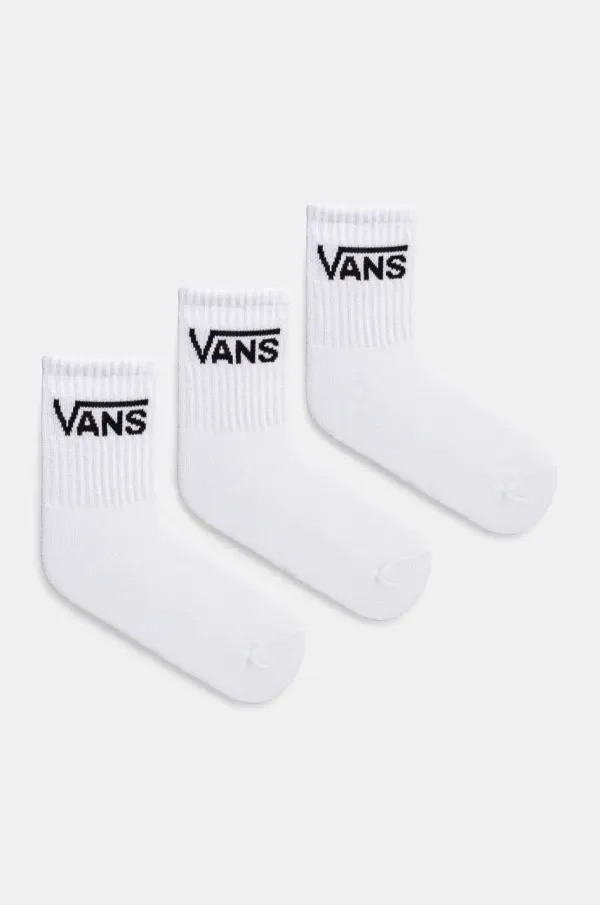 Vans Otroške nogavice Vans CLASSIC CREW 3-pack bela barva, VN000GNKWHT1