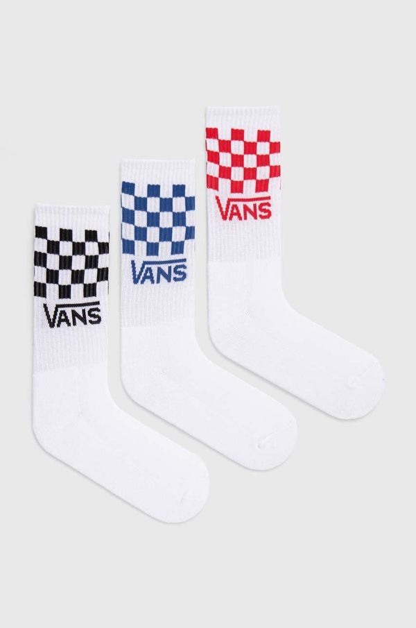 Vans Otroške nogavice Vans DROP CLASSIC CHECK CREW SOCK bela barva, VN000EZ26M31