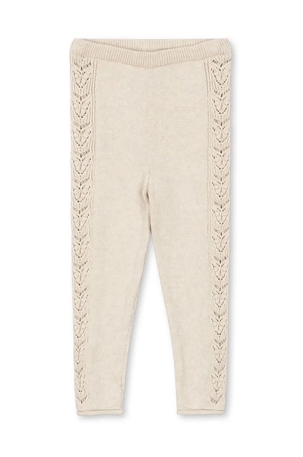 Konges Sløjd Otroške pajkice Konges Sløjd CABBY KNIT PANTS bež barva, KS101447