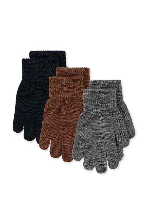 Konges Sløjd Otroške rokavice s primesjo volne Konges Sløjd FILLA GLOVES 3-pack siva barva, KS101220