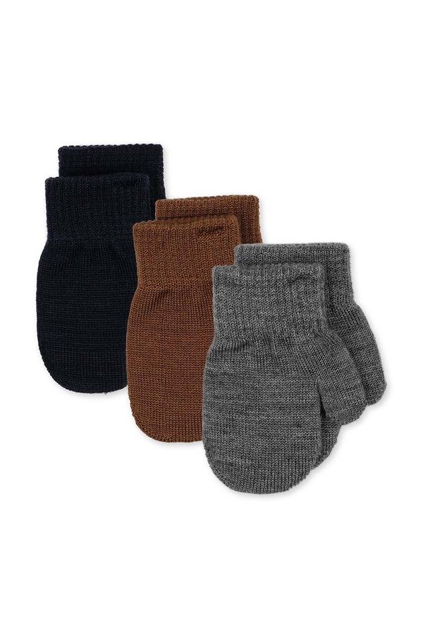 Konges Sløjd Otroške rokavice s primesjo volne Konges Sløjd FILLA MITTENS 3-pack siva barva, KS101221