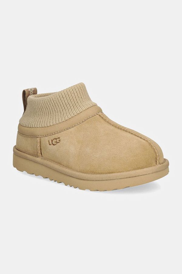 Ugg Otroške snežke iz semiša UGG CLASSIC ULTRA STRETCH CUFF bež barva, 1157702T